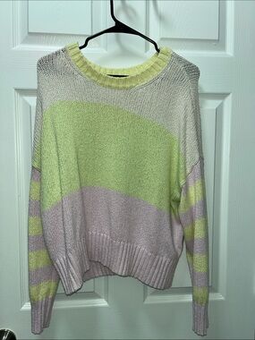 American Eagle Outfitters Cream Knit Sweater with Pale Yellow Trim